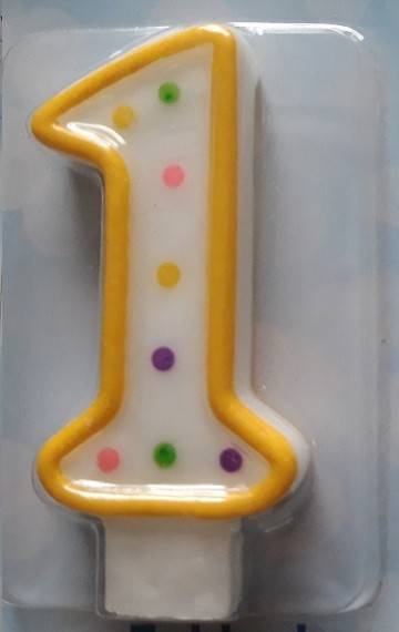 Nummer 1 geel met stippen 0