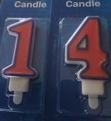 Nummer 14 oranje   blauw folat